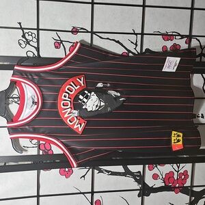Monopoly Pinstripe Basketball Jersey Tank Black and Red 3XL NWT